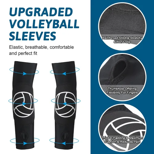 Vista 4 de Hungdao 1 juego de rodilleras de voleibol y manga para brazos, accesorios de voleibol, funda para antebrazo, codo, muñequera con almohadilla