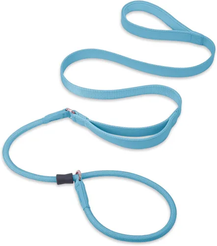 Vista 15 de Correa antideslizante para perro, correa de entrenamiento para perros con doble asa, correa antideslizante de cuero suave y collar, correa de nailon