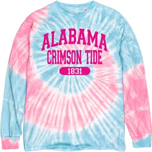 Vista 2 de Blue 84 Camiseta de manga larga con licencia oficial de la NCAA para mujer, teñido anudado