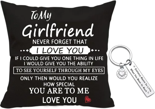 Vista 9 de Funda de almohada decorativa Anrkets con impresión a dos caras para amantes "Abraza esta almohada hasta que puedas abrazarme", de lino y algodón