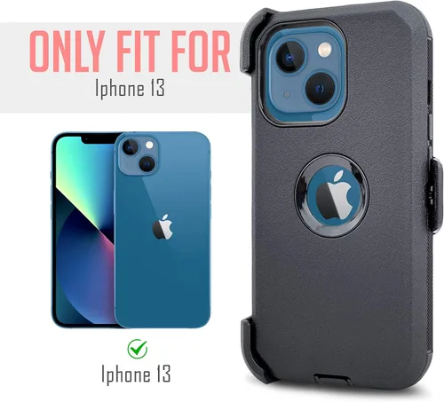 Vista 2 de Funda diseñada para iPhone 13 (6.1 pulgadas), protección contra caídas de cuerpo completo, clip para cinturón, funda resistente con protector