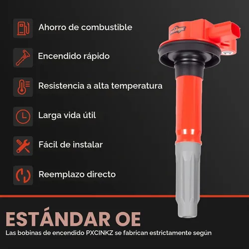 Vista 2 de Juego de 8 bobinas de encendido UF622 mejoradas rojas y bujías