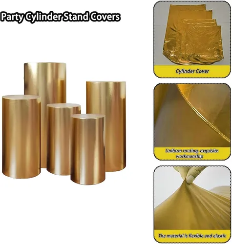 Vista 5 de Fundas para soportes de cilindro para fiestas, soportes de pedestal de cilindro, fundas elásticas de bronce, cubierta de pedestal de cilindro