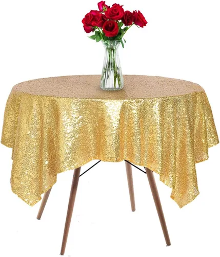 Vista 21 de Mantel de lentejuelas de 50 x 50 pulgadas, mantel negro brillante con purpurina brillante y secuencia metálica, para decoración de fiesta