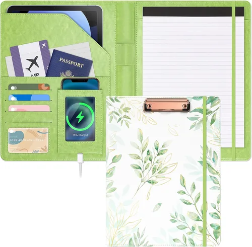 Vista 22 de Portafolio Folio Carpeta Portafolio con Bloc de Notas-Bolsillo Portatarjetas de Visita Marrón Imitación PU Cartera