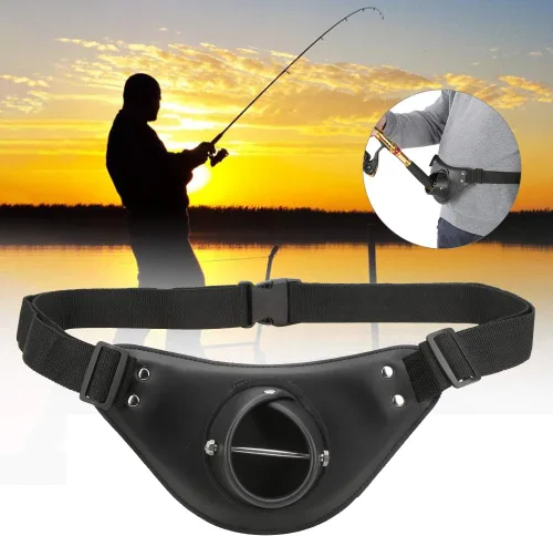 Vista 2 de Cinturón de lucha de pesca, cuero sintético, ajustable, giratorio, para pesca, soporte para poste de barra, accesorio profesional para pescadores