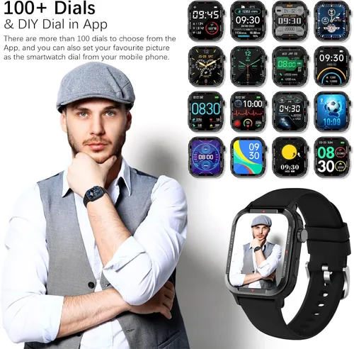 Vista 5 de Relojes inteligentes para hombres (respuesta/hacer llamadas), rastreador de fitness con 123 modos deportivos, monitor de frecuencia cardíaca, Spo2