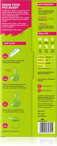 Vista 6 de PeeBuddy 10 Embudos Dispositivo para Orinar Femenino Embudo de Orina Desechable Sin Desorden Viajes, Camping, Senderismo, Festivales