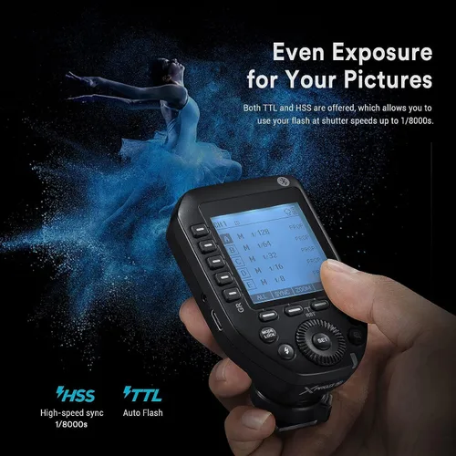 Vista 3 de Godox XProII-N Disparador de flash inalámbrico para cámaras Nikon, transmisor de flash inalámbrico TTL 2.4G HSS 1/8000s, función de transformación