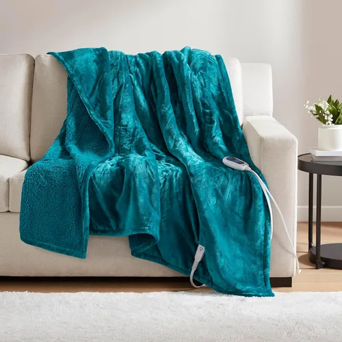 Vista 42 de Beautyrest Manta térmica, manta eléctrica, suave, cálida y reversible, manta térmica Sherpa para oficina, sofá, 3 ajustes de calor, apagado