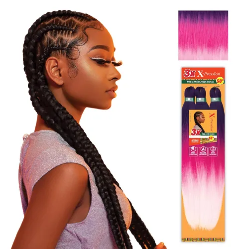 Vista 65 de Sensationnel X-Pression - Trenzas sintéticas prestiradas, 3 unidades, 58 pulgadas, negro azabache 1 Cabello trenzado, Kanekalon, ignífugo