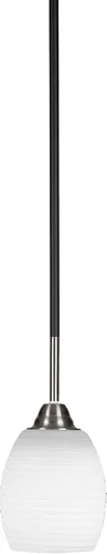 Vista 180 de Toltec Lighting Paramount - Mini colgante de 1 luz en acabado negro mate con cristal de arte perla de 7 pulgadas y estilo negro
