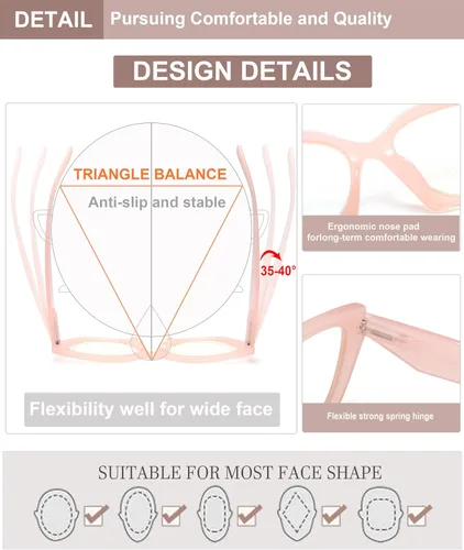 Vista 4 de EYEURL Lentes de lectura de ojo de gato para mujer, estilo Oprah, bloqueo de luz azul, para lectores de computadora de gran