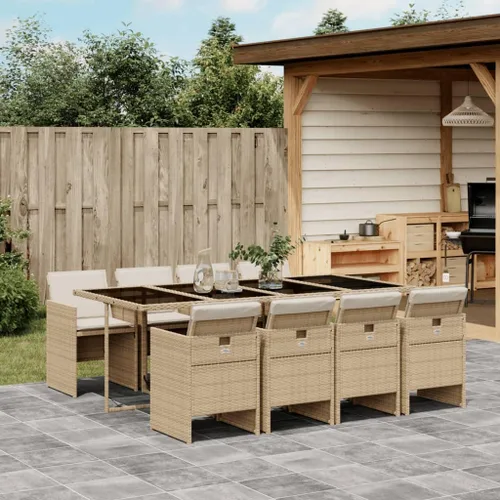 Vista 29 de Juego de comedor de patio de 5 piezas, muebles de exterior sintético de ratán beige, mesa rectangular con 4 sillas, resistente a la intemperie