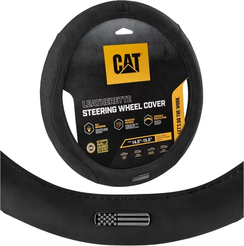 Vista 8 de Caterpillar Funda para volante ergonómica de dos tonos, agarre de piel suave.