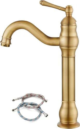 Vista 19 de gotonovo Grifo para lavabo de recipiente, boquilla giratoria 360°, grifo de baño de una sola manija, alto, 1 agujero, lavabo de granja, grifo