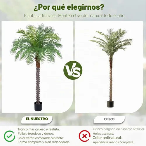 Vista 4 de Palmera fénix artificial de 6 pies, planta de palma artificial de seda de coco artificial para interiores y exteriores, hogar, oficina, patio, baño