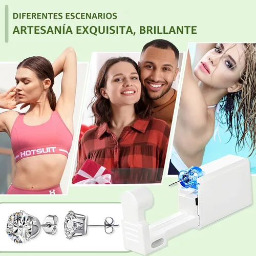 Vista 7 de Novopiercing Kit de 24 Piezas para Perforación de Orejas: Kit de Pistola Desechable para Perforación de Orejas con 8 Pistolas, 8 Piezas de Aretes