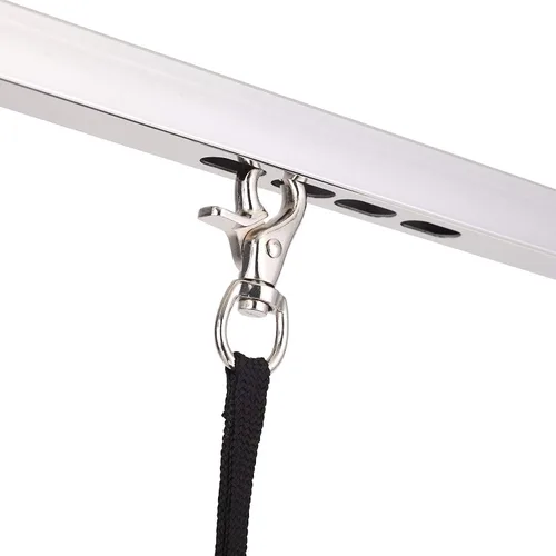 Vista 8 de Mesa profesional de aseo para perros y mascotas, ajustable, resistente, portátil, con brazo y lazo y bandeja de malla (gris, 36 pulgadas)
