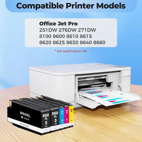 Vista 3 de 950XL 951XL 8610 Cartuchos de tinta de alto rendimiento para HP 951XL Paquete combinado compatible con HP Office Jet Pro 8610 8600 8615 8620 8625