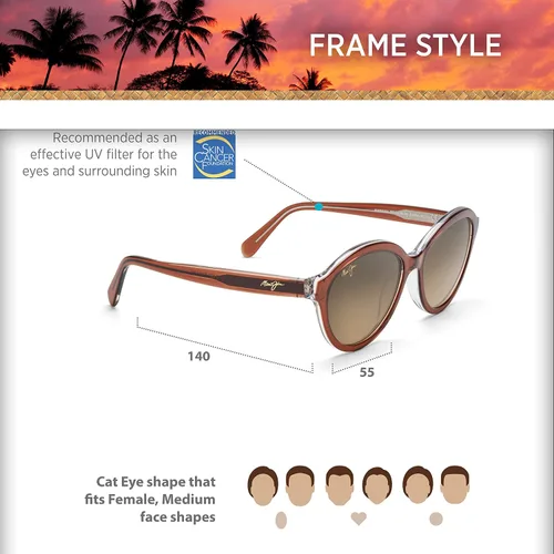 Vista 8 de Maui Jim Mariana gafas de sol ojo de gato para mujer