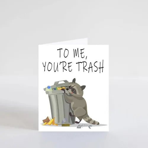 Vista 4 de Tarjeta de mapache I Think You're Trash Racoon, tarjeta de cumpleaños de mapache, tarjetas de vacaciones, vida silvestre, tarjeta para todas