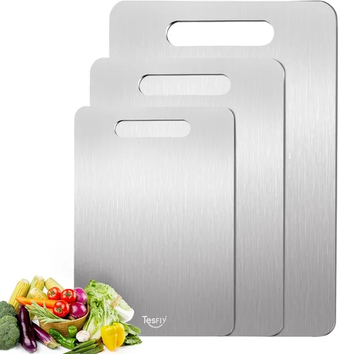 Vista 8 de Tabla de cortar de titanio – Tablas de cortar de titanio 100% puro para cocina, fácil de limpiar, tabla de cortar de doble cara de grado alimenticio