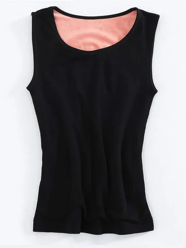 Vista 3 de Flenwgo Ropa interior térmica de algodón con forro polar para mujer camiseta sin mangas chaleco de capa base cálida