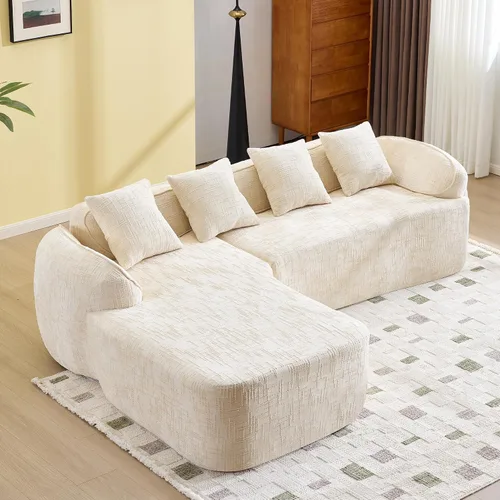 Vista 9 de Sofá Sillones para sala de tela de felpilla de 101 pulgadas, sofá para sala con esponja de alta elasticidad, sofás para sala con diseño