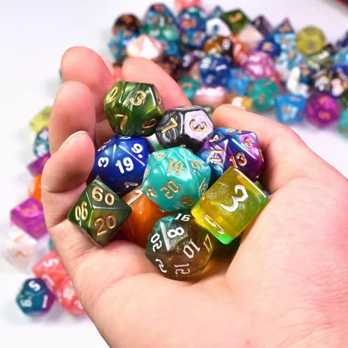 Vista 4 de Juegos de dados DND, 175 dados poliédricos D&D con 4 bolsas de cuero 25sets/175pcs