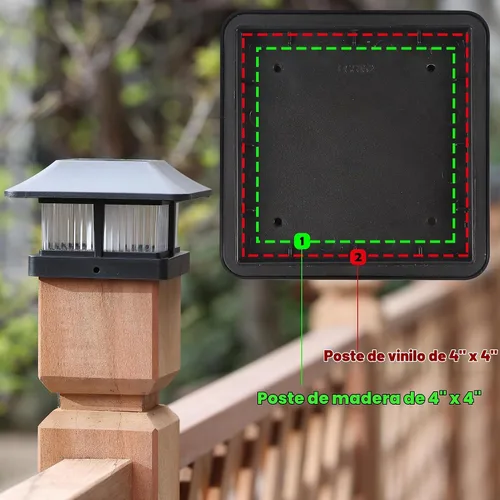 Vista 3 de Dynaming - Luces solares con tapa de llama para postes, luces solares para postes de cerca, linternas LED de llama parpadeante impermeables