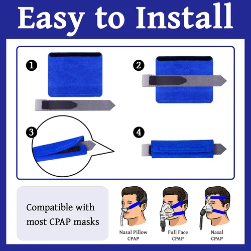 Vista 6 de Cubiertas de correa CPAP, 4 fundas universales y reutilizables para correas de máscara CPAP para reducir las marcas rojas y tirones del cabello