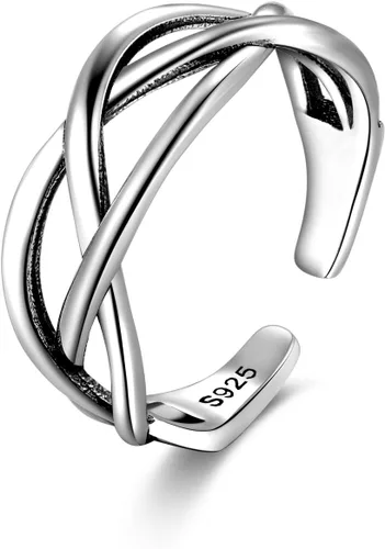 Vista 28 de CANDYFANCY Anillo de nudo celta de plata de ley 925 abierto para el dedo medio nudillo para mujer, tamaño ajustable 4-7