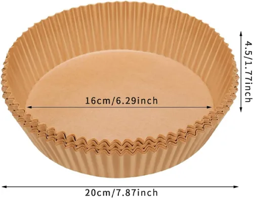 Vista 2 de AAFEEN 100 forros para freidora de aire de 6.3 pulgadas Forro de papel desechable resistente a altas temperaturas Hojas de papel antiadherente a