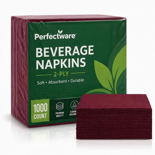 Vista 13 de Perfectware Servilletas de bebidas negras de 2 capas, 100 unidades, servilletas de cóctel suaves y absorbentes, servilletas desechables de fiesta