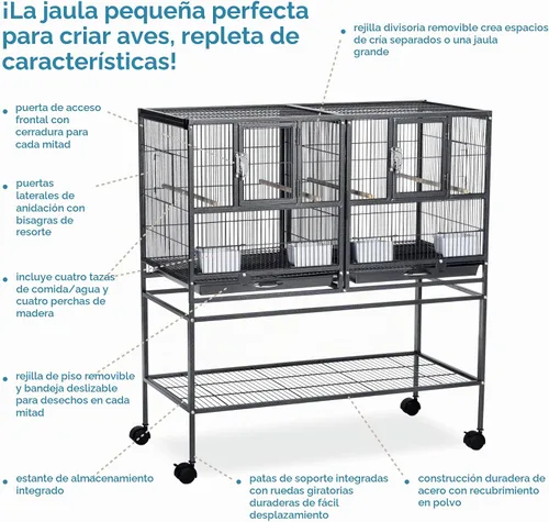 Vista 3 de Prevue Pet Products Deluxe Divided Breeder Cage - Black