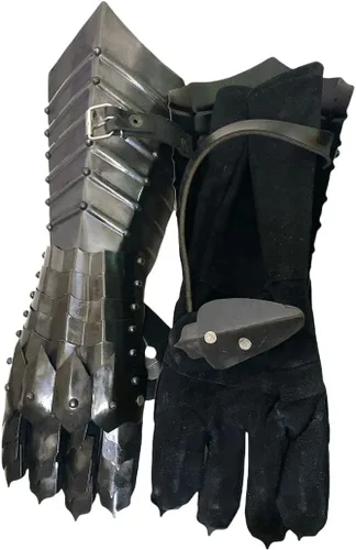 Vista 4 de ADVIK ENTERPRISES Guantes medievales Nazgul Guanteletes de acero de armadura medieval Guantes Cruzados Larp Guanteletes Guantes medievales Par