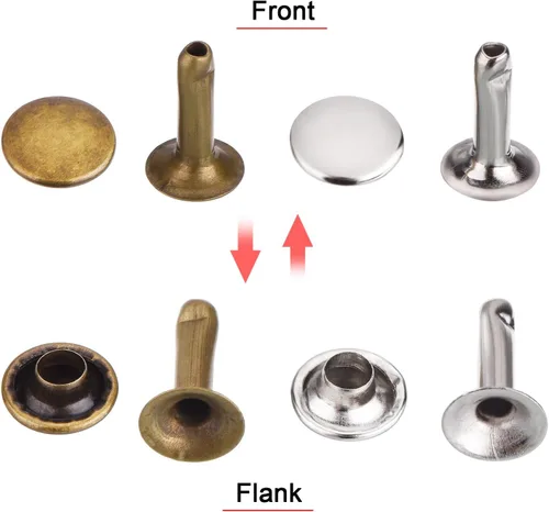 Vista 2 de Outus Remaches de cuero de una sola tapa remaches tubulares de metal con kit de herramientas de fijación para zapatos de artesanía de cuero, bolsas