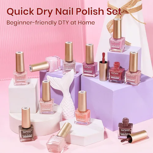 Vista 7 de Juego de esmaltes de uñas de 12 colores, secado rápido, esmalte de uñas natural natural rosa nude sin gel, esmalte de uñas de secado rápido