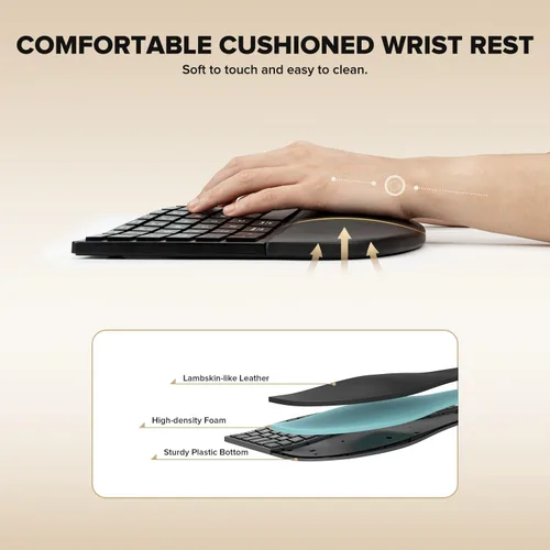 Vista 3 de DELUX Teclado inalámbrico ergonómico, teclado Ergo dividido ultrafino (GM909)