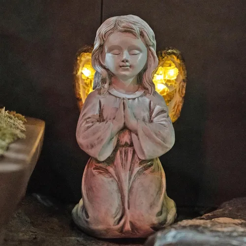 Vista 10 de Estatua de ángel solar Rezpuao - Escultura de jardín con decoración de resina para patio, césped, porche - Regalo de inauguración de casa, 10.03