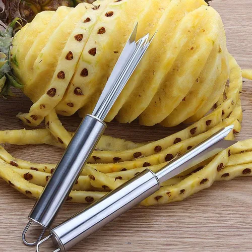 Vista 3 de Herramienta removedor de ojos de piña, clip multiusos, acero inoxidable en forma de V para fruta de cocina casera
