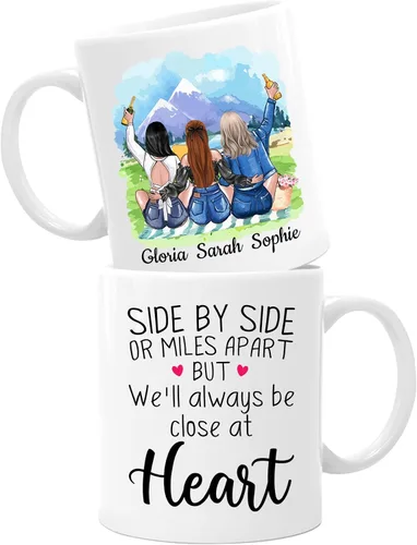 Vista 9 de Taza de café personalizada de la amistad para mejor amiga, regalo de taza del día de Galentine, regalo de taza de Navidad, taza de café