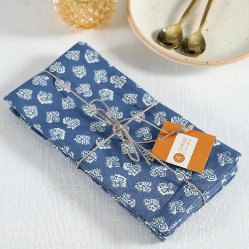 Vista 3 de Taran Juego de 12 servilletas de algodón con estampado de flores, 18 x 18 pulgadas, 100 % naturales, reutilizables, para cenas, eventos, bodas