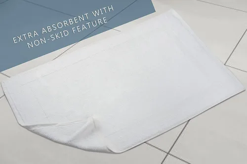 Vista 3 de Paquete de 6 toallas de baño blancas de 20 x 30 pulgadas, tapetes de baño económicos de hotel para piso de baño, calidad de hotel y tapetes de baño