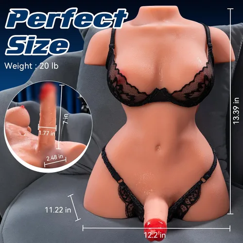 Vista 2 de Torso de muñeca sexual transexual de 20LB con consolador vibrante