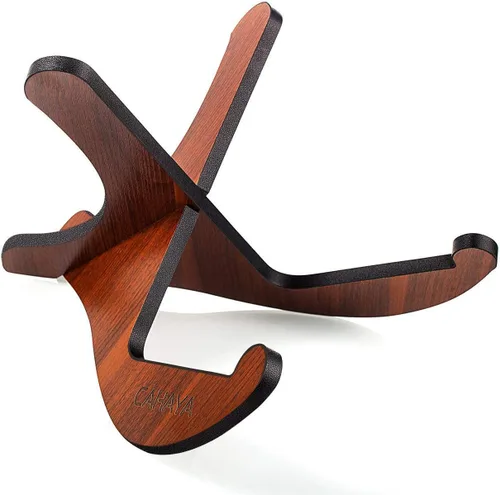 Vista 8 de CAHAYA Soporte de guitarra de madera universal plegable piso soporte para Marrón oscuro