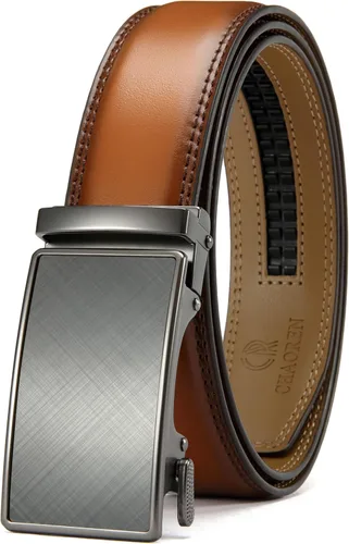 Vista 16 de CHAOREN - Cinturón para hombre - Cinturón de trinquete de cuero de 1 3/8 pulgadas para pantalones de vestir - Cinturón micro ajustable que se adapta