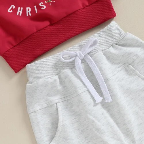 Vista 6 de LIOMENGZI Conjunto de ropa de Navidad para bebé niño y niña, camisa larga, sudadera de Papá Noel, para otoño y Navidad