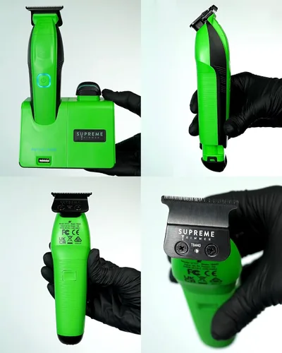 Vista 9 de Supreme Trimmer Recharge ST777 - Recortadora de peluquero profesional con 2 baterías extraíbles, motor de 8000 RPM, cuchillas DLC de espacio cero